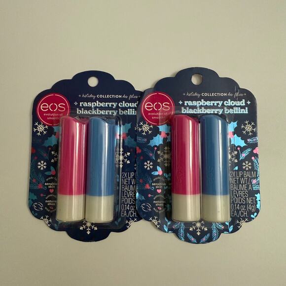 Eos Holiday Lip Balm 2pk Raspberry Cloud Bellini & 2pk Iced Gingerbread Milk - Picture 4 of 5
